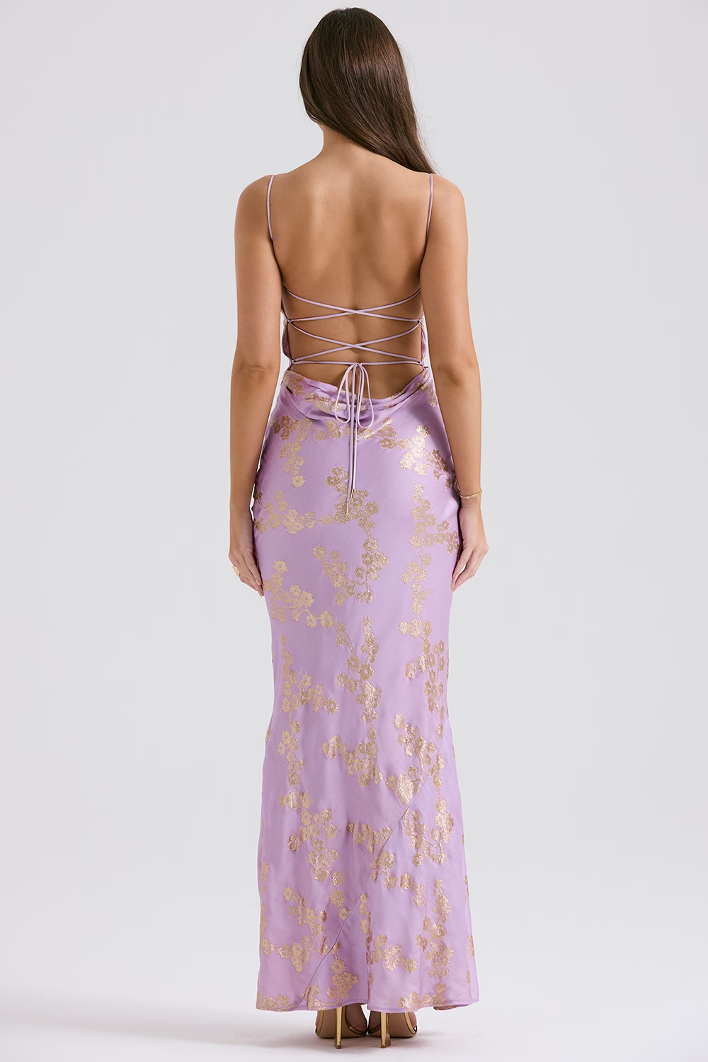 SEVERINE Orchid Jacquard Satin Gown