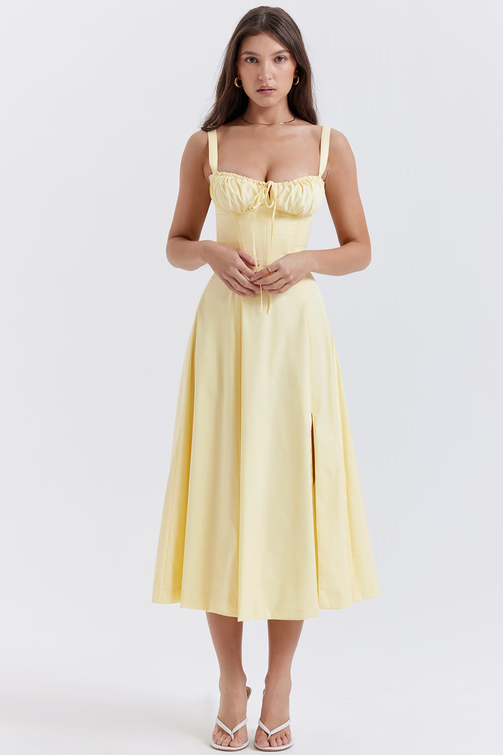 EUGENIE Pastel Yellow Bustier Sundress