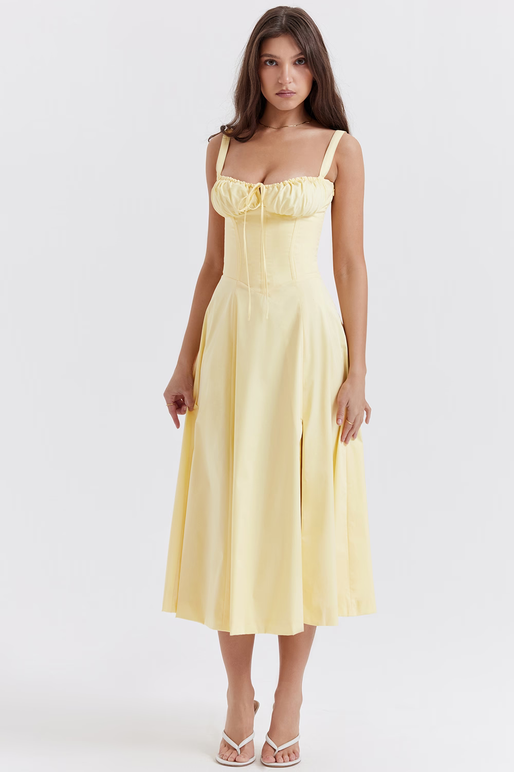 EUGENIE Pastel Yellow Bustier Sundress