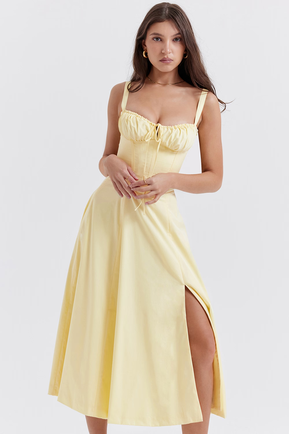 EUGENIE Pastel Yellow Bustier Sundress