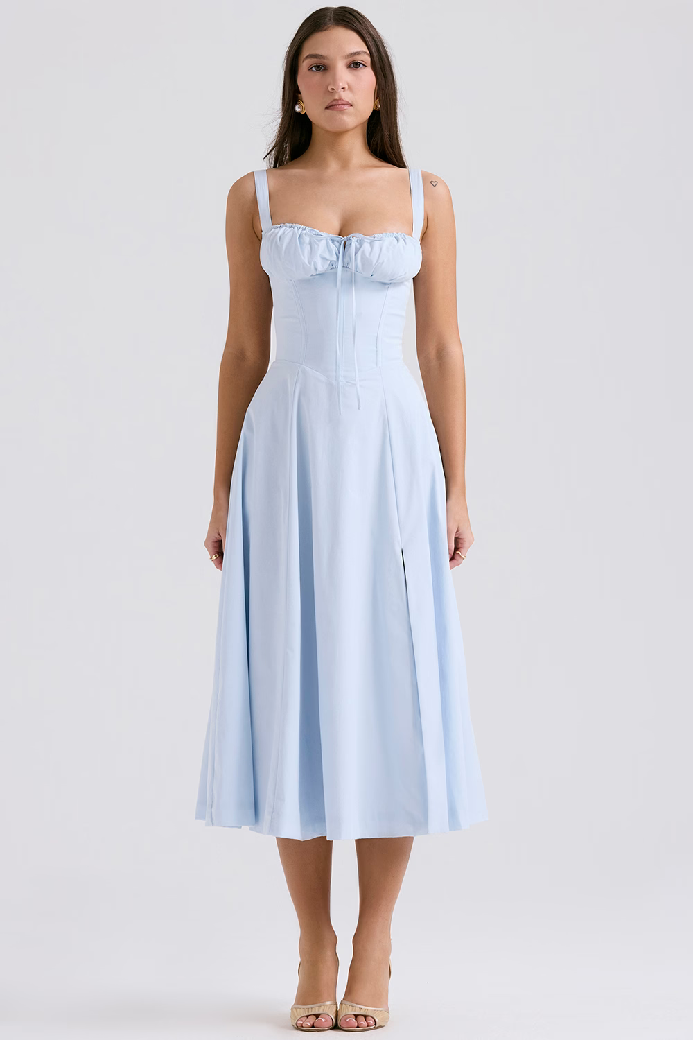 EUGENIE Soft Blue Cotton Bustier Sundress