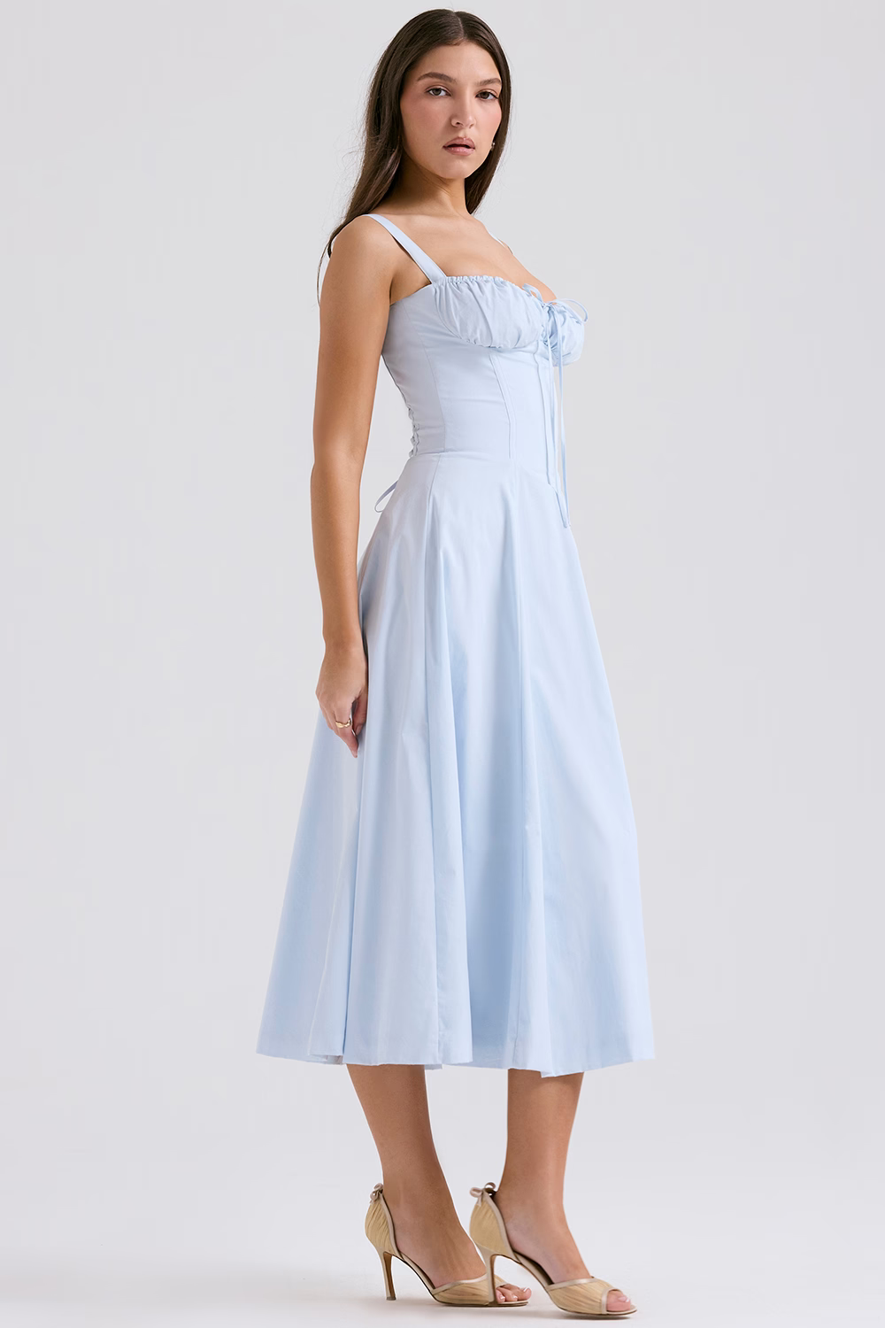 EUGENIE Soft Blue Cotton Bustier Sundress