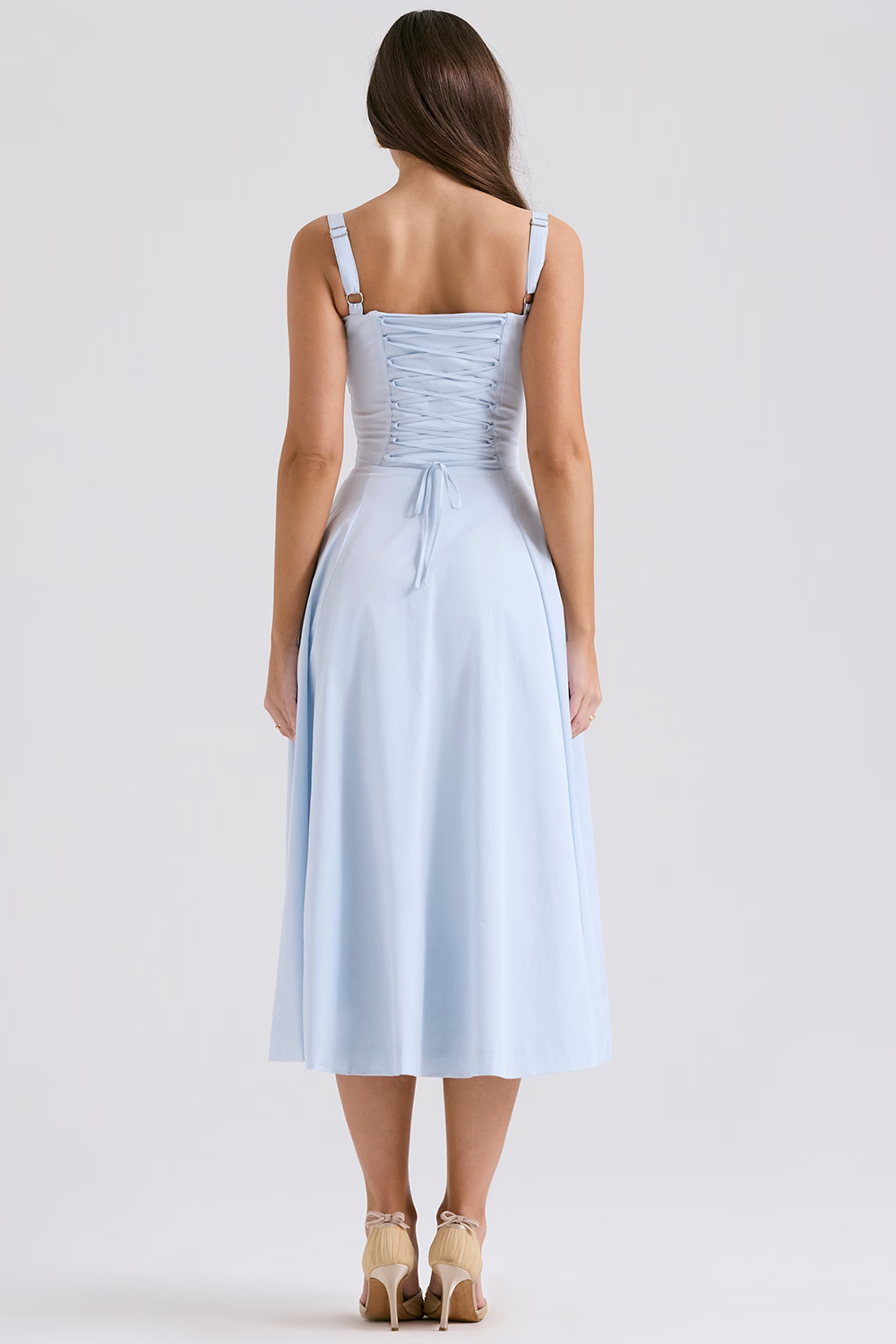 EUGENIE Soft Blue Cotton Bustier Sundress