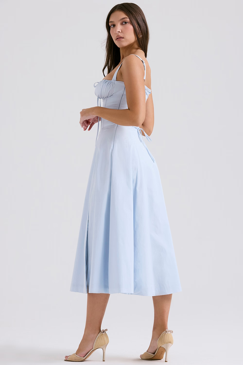 EUGENIE Soft Blue Cotton Bustier Sundress