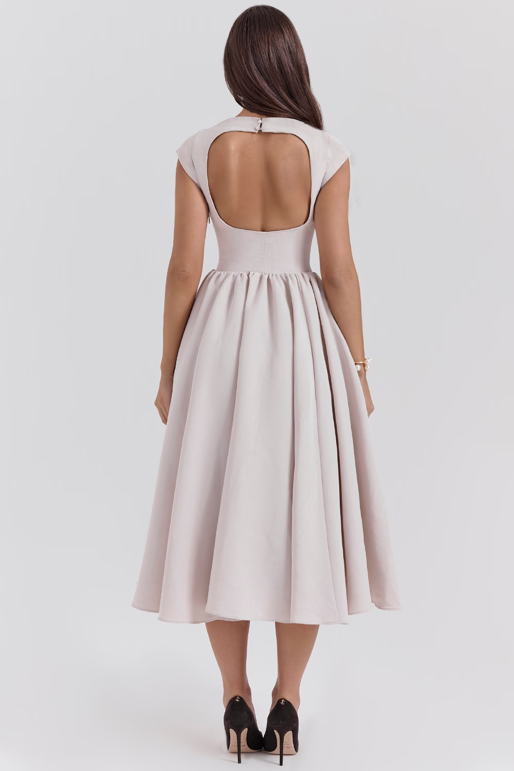 CELINE French Dove Backless Midi Dress