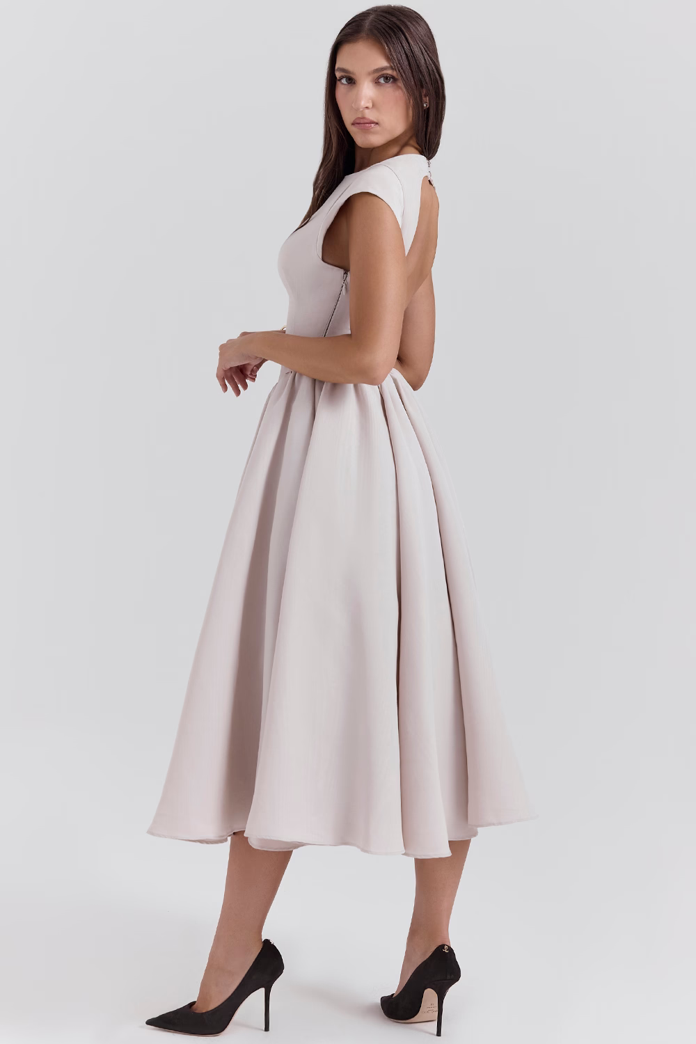 CELINE French Dove Backless Midi Dress