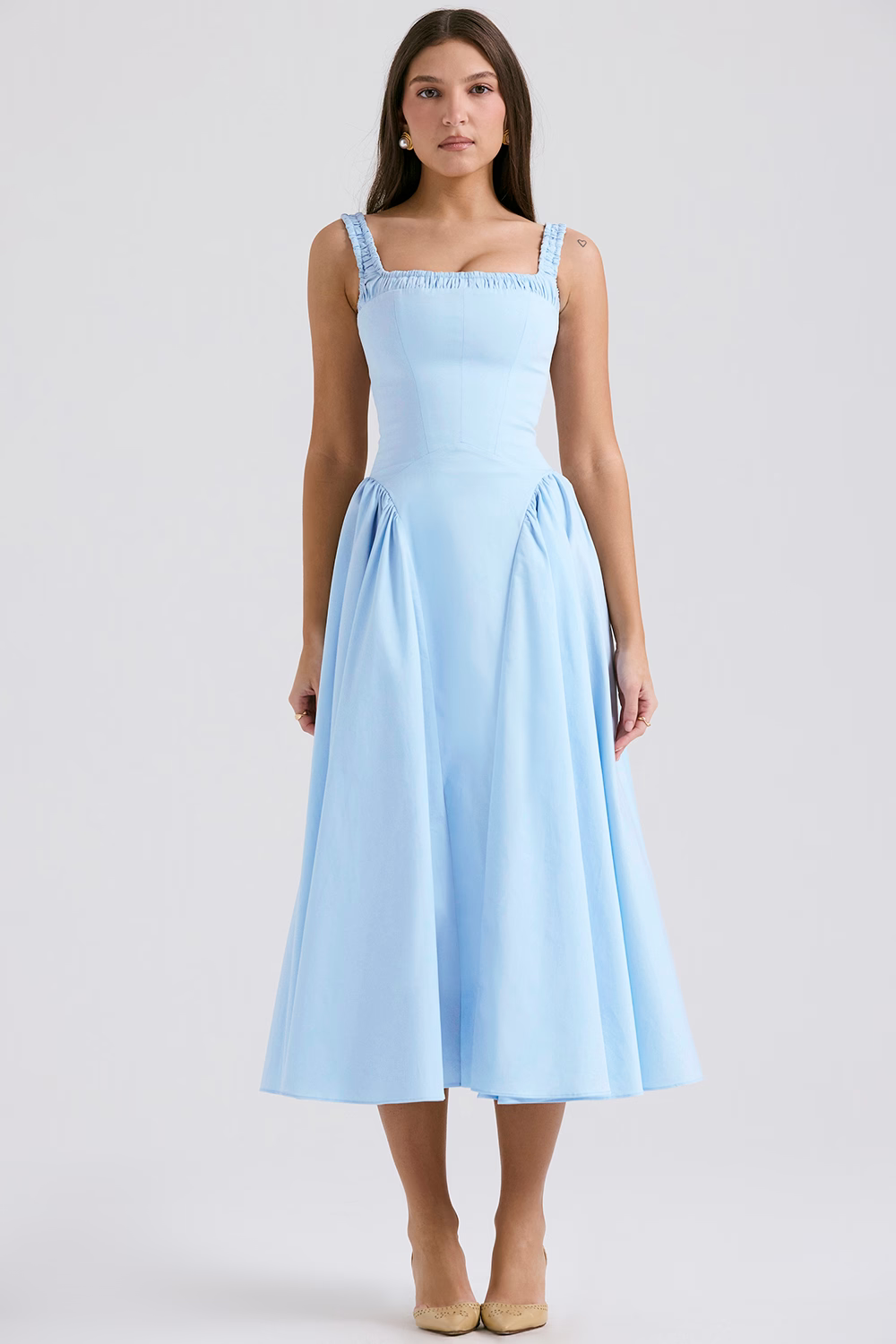 KATIA Azure Cotton Midi Sundress