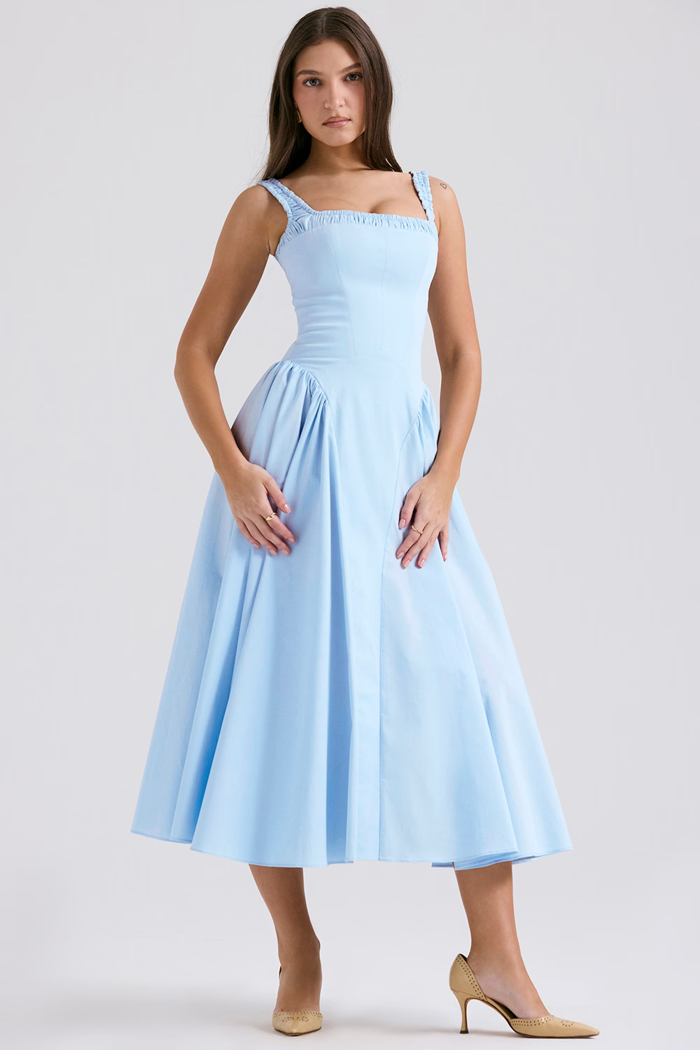 KATIA Azure Cotton Midi Sundress