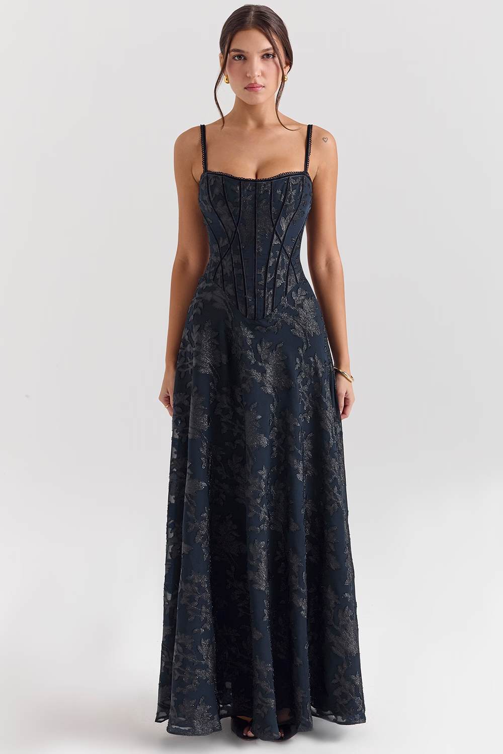 BRIGITTE Midnight Blue Chiffon Maxi Dress