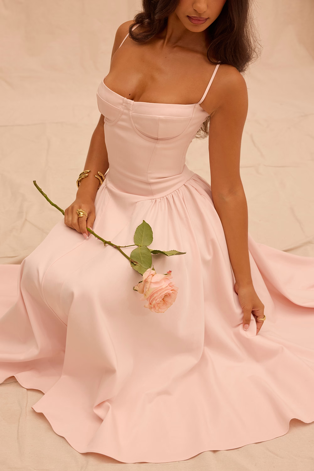 OPHELIE Ballerina Pink Corset Midi Dress