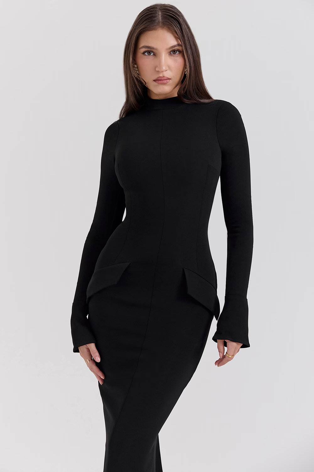 GISELLE Turtleneck Maxi Dress Black