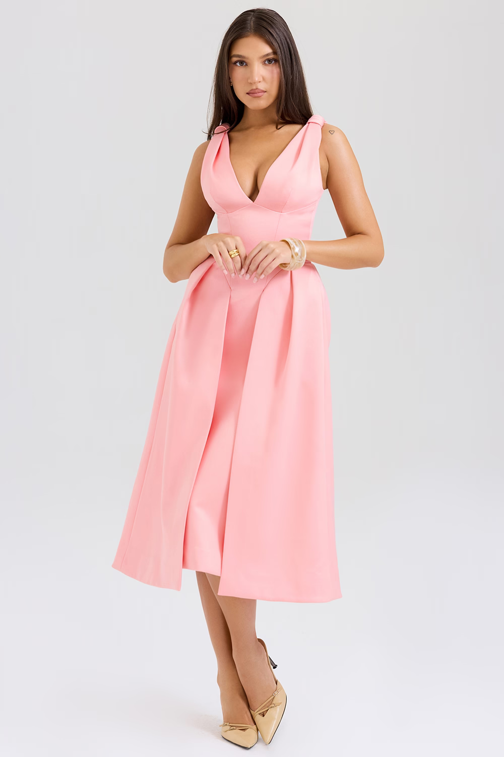 FABIENNE Peach Midi Dress