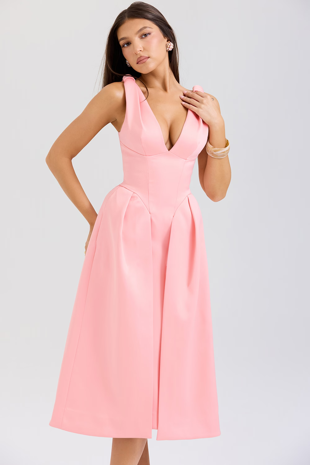 FABIENNE Peach Midi Dress