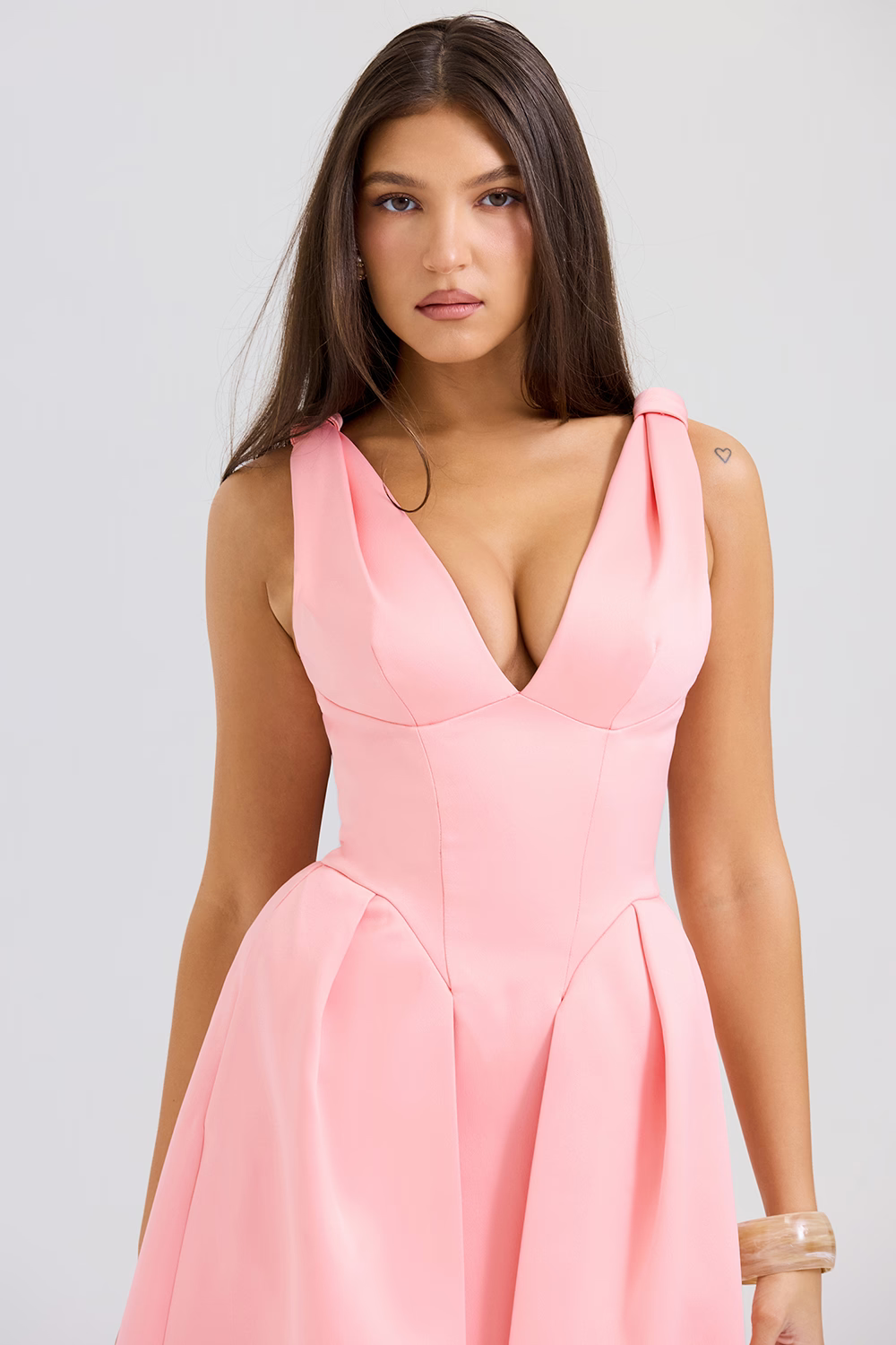 FABIENNE Peach Midi Dress