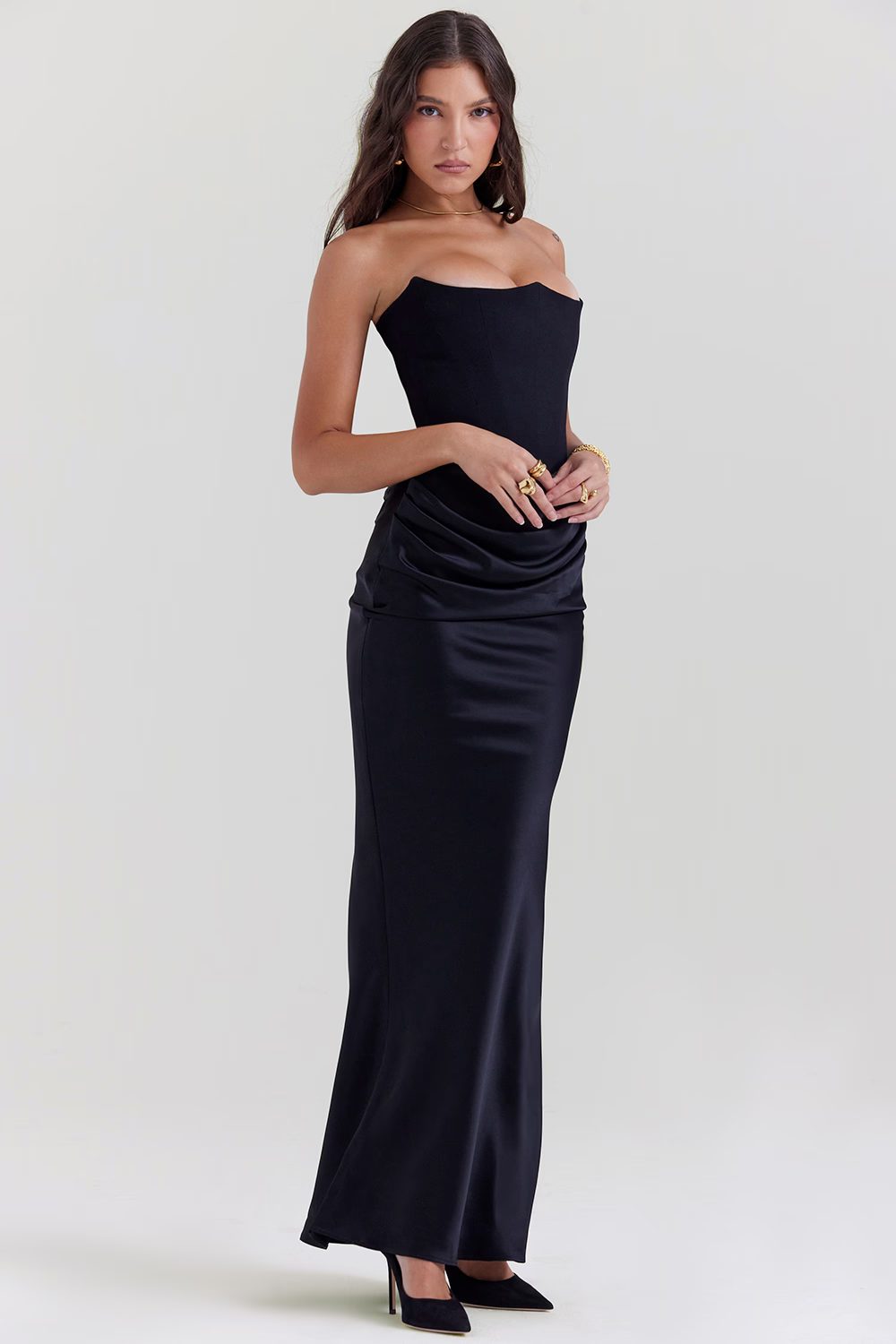 VERONIQUE Black Strapless Corset Dress