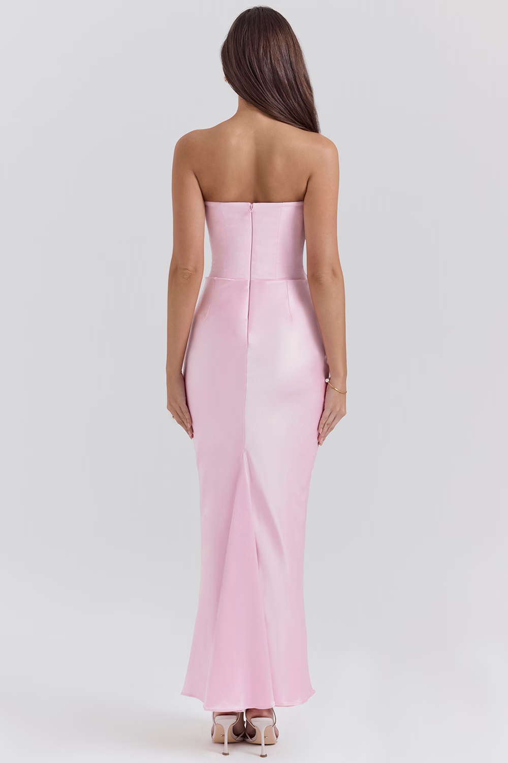 VERONIQUE Rose Strapless Corset Maxi Dress