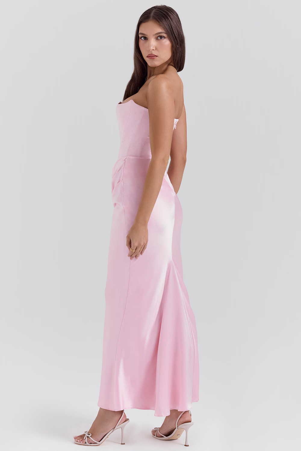 VERONIQUE Rose Strapless Corset Maxi Dress