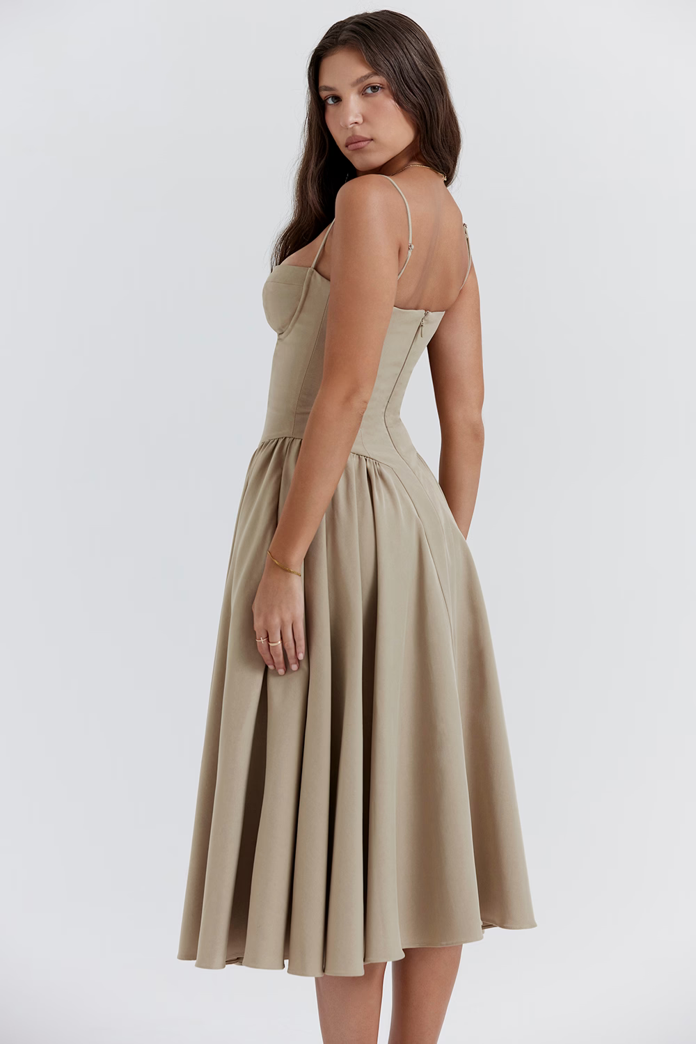 OPHELIE Taupe Corset Sundress