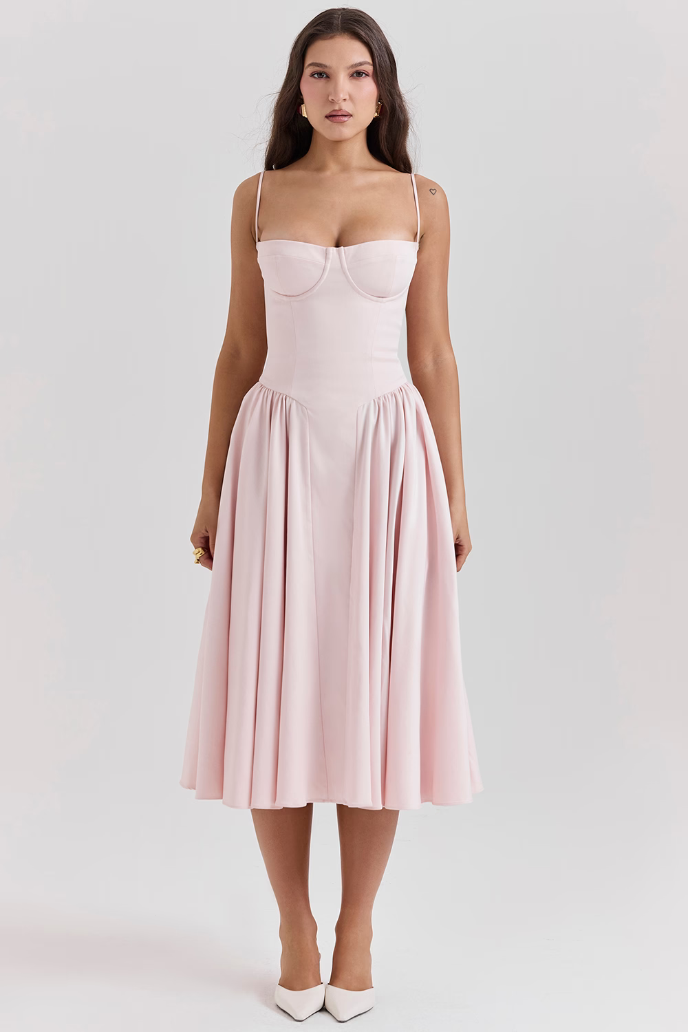 OPHELIE Ballerina Pink Corset Midi Dress