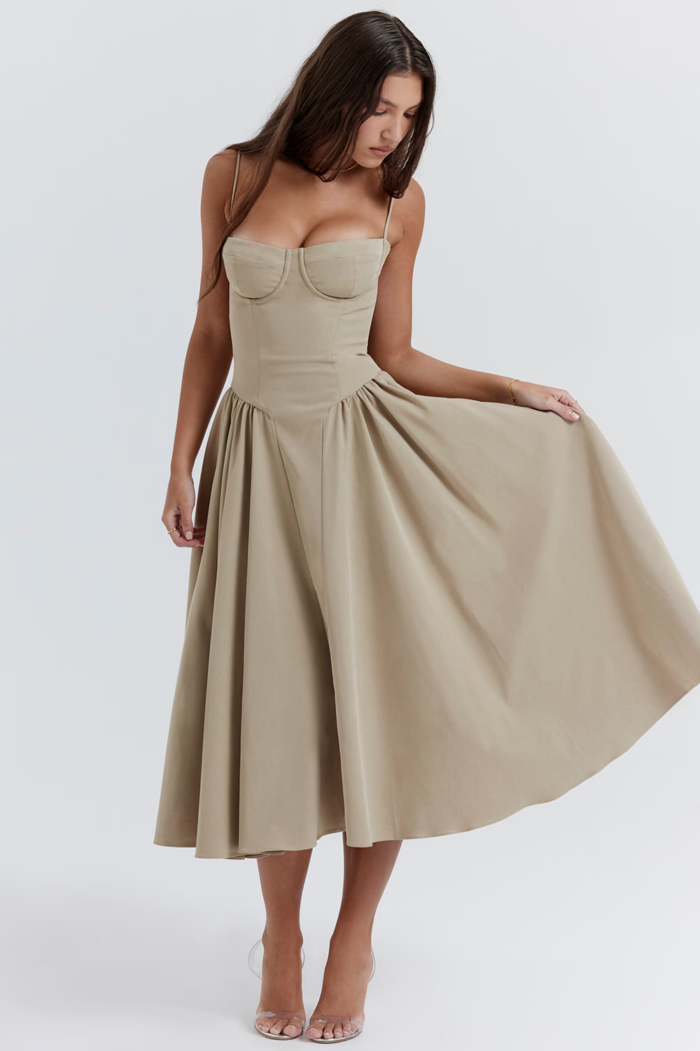 OPHELIE Taupe Corset Sundress