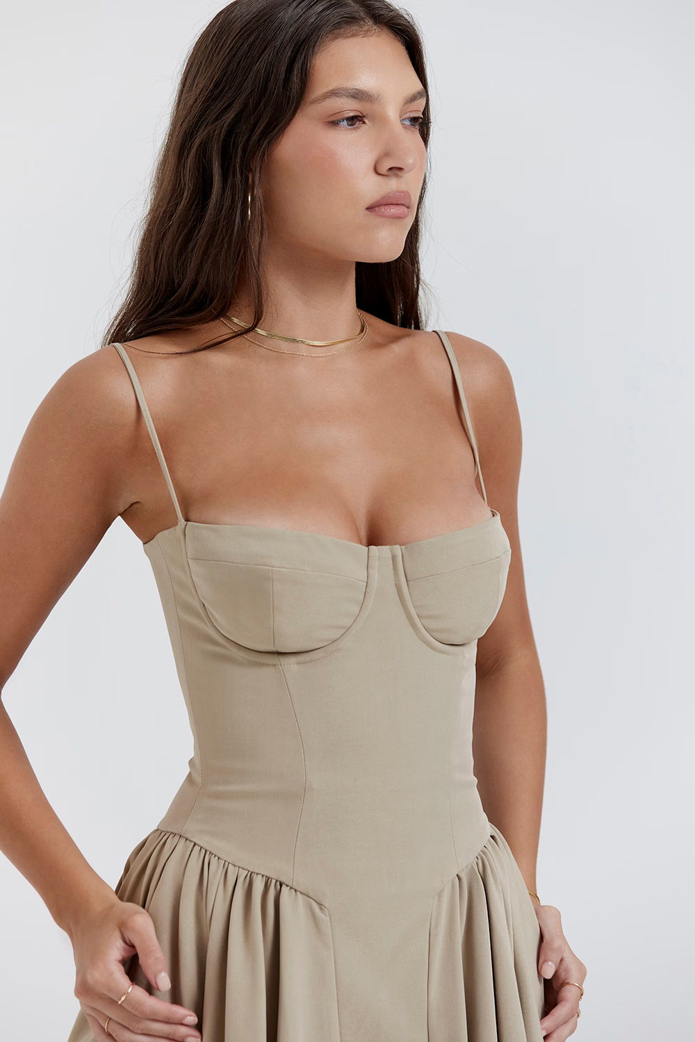 OPHELIE Taupe Corset Sundress