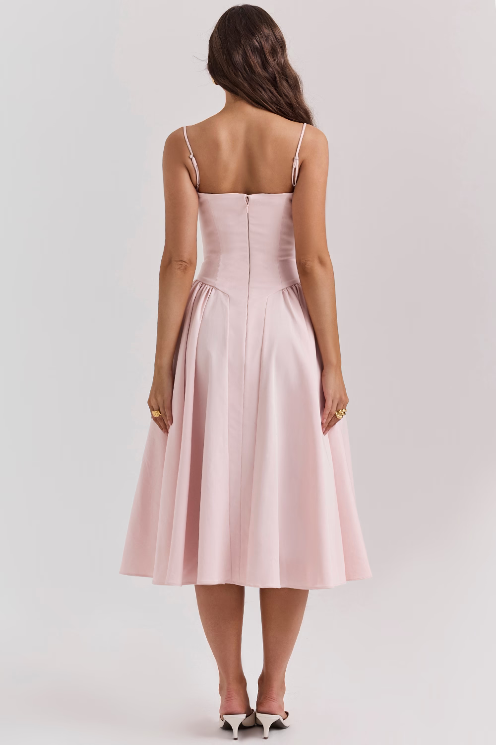 OPHELIE Ballerina Pink Corset Midi Dress