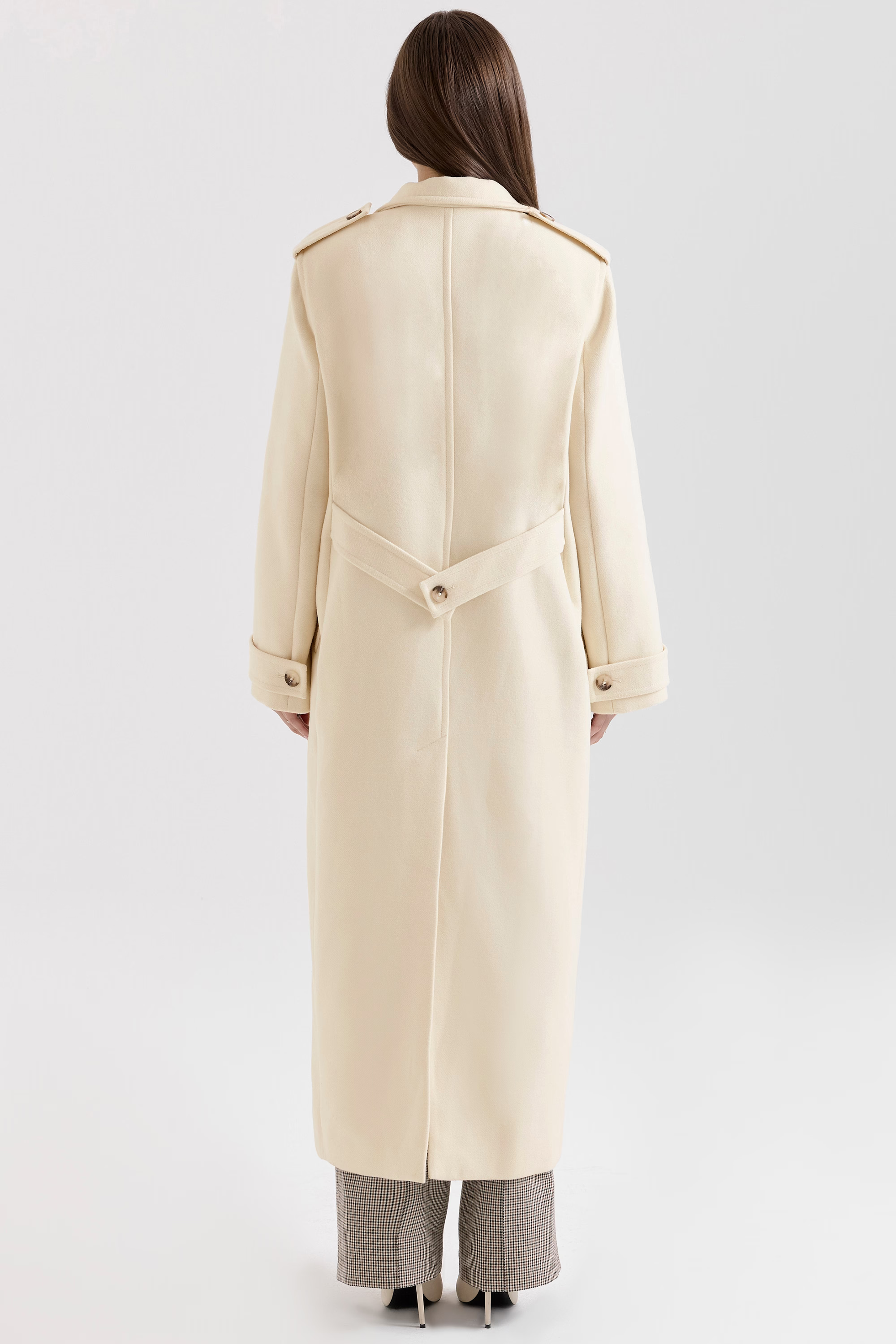 Jasmine Cream Double Breasted Funnel Neck Coat