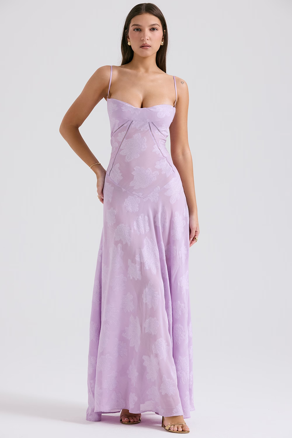 JULIETTE Orchid Floral Lace Back Maxi Dress