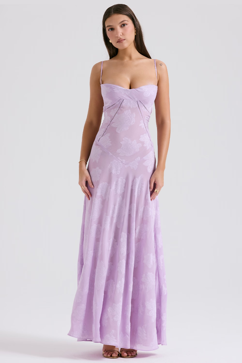 JULIETTE Orchid Floral Lace Back Maxi Dress