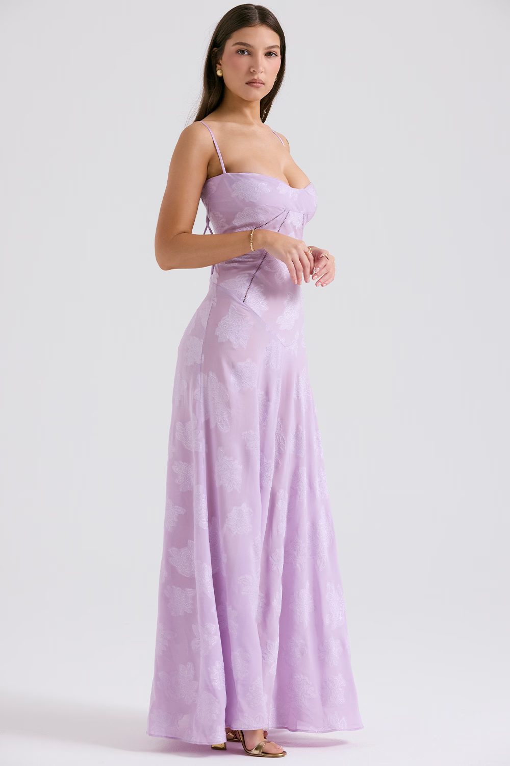 JULIETTE Orchid Floral Lace Back Maxi Dress