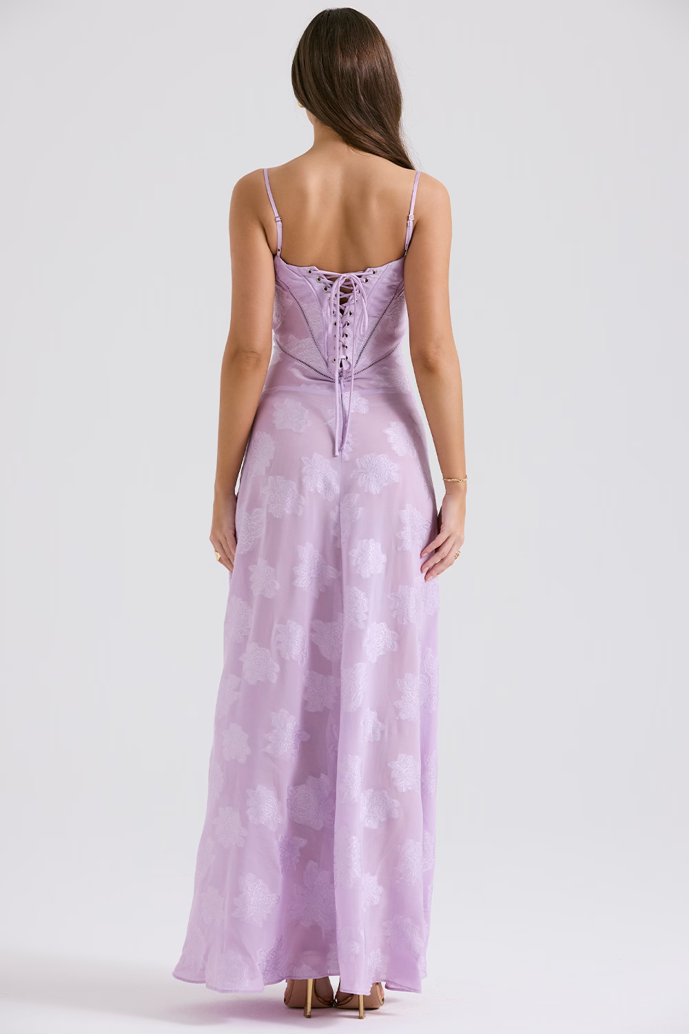 JULIETTE Orchid Floral Lace Back Maxi Dress