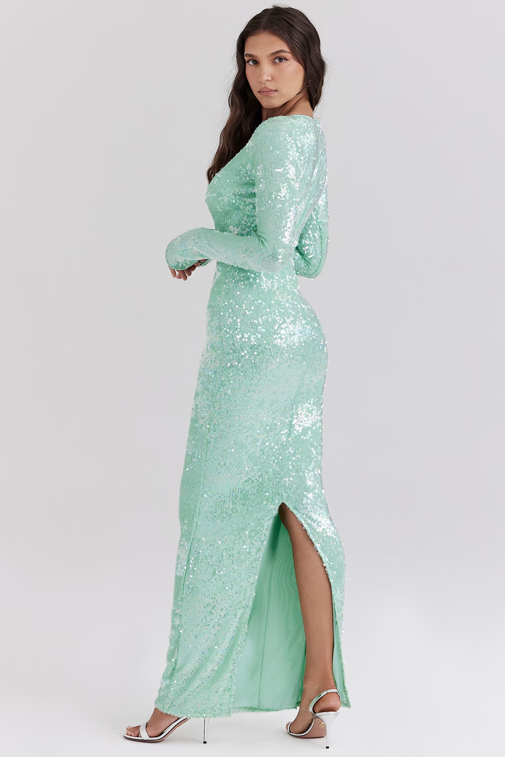 MIREILLE Seafoam Sequin Maxi Gown