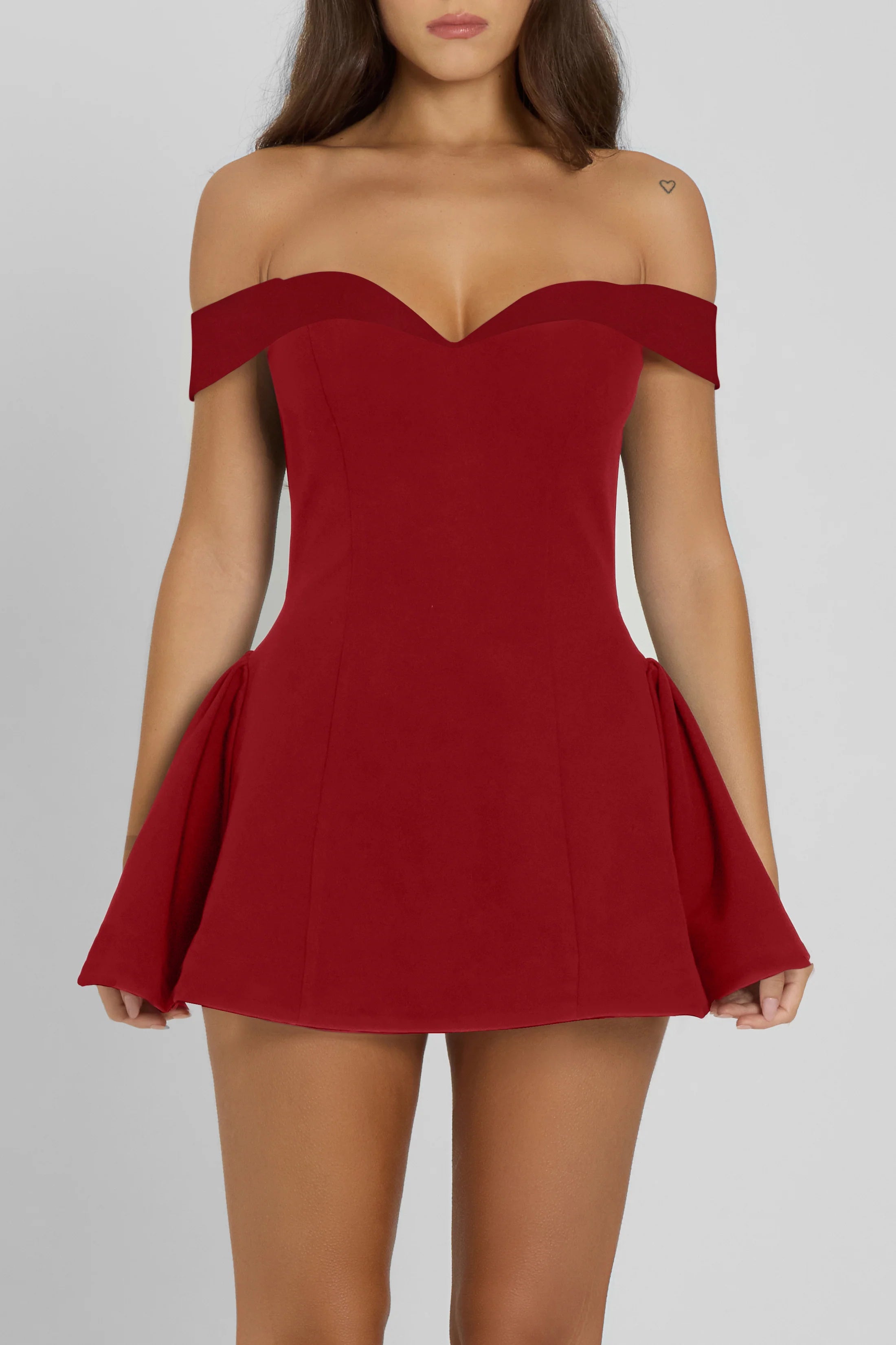 CECILE BABYDOLL CORSET MINI DRESS - RED