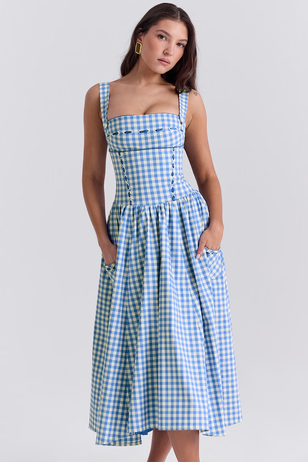 JOSIANE  Blue Midi Sundress