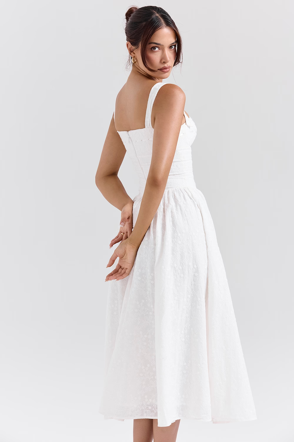 JOSIANE White Midi Sundress