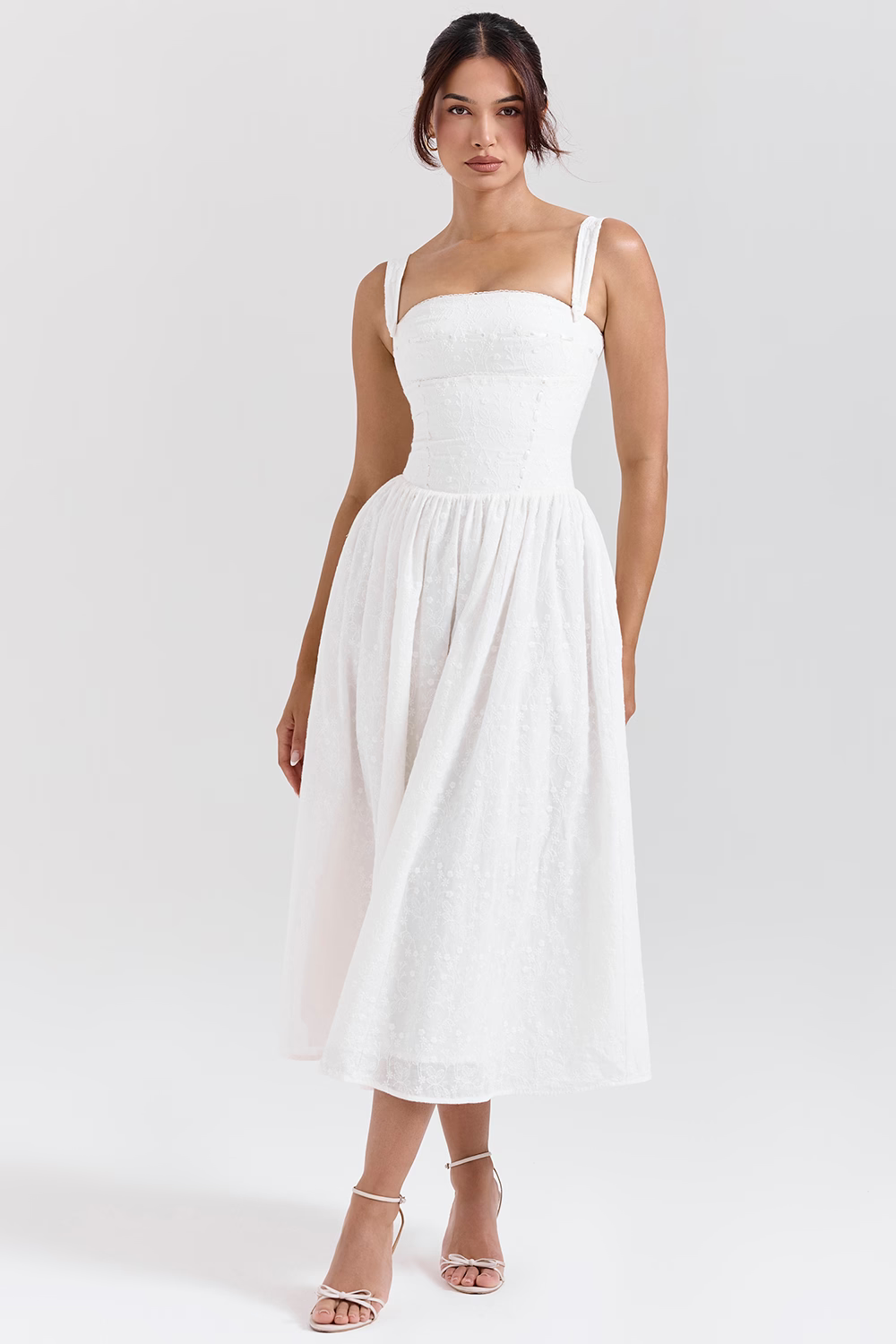 JOSIANE White Midi Sundress